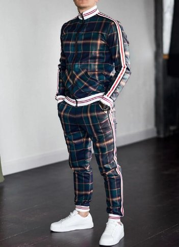 Conjunto de chándal para hombre, traje de celosía a rayas de dos piezas - Quierox - Tienda Online