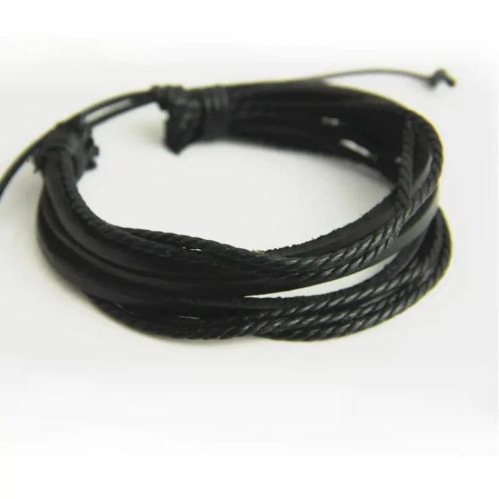 Elegante pulsera de cuero de PU de múltiples capas tejida a mano para hombres - Quierox - Tienda Online