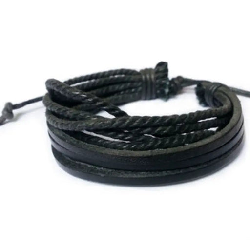 Elegante pulsera de cuero de PU de múltiples capas tejida a mano para hombres - Quierox - Tienda Online