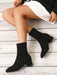 Elegantes botas elásticas de color liso negro con tacones gruesos - Quierox - Tienda Online