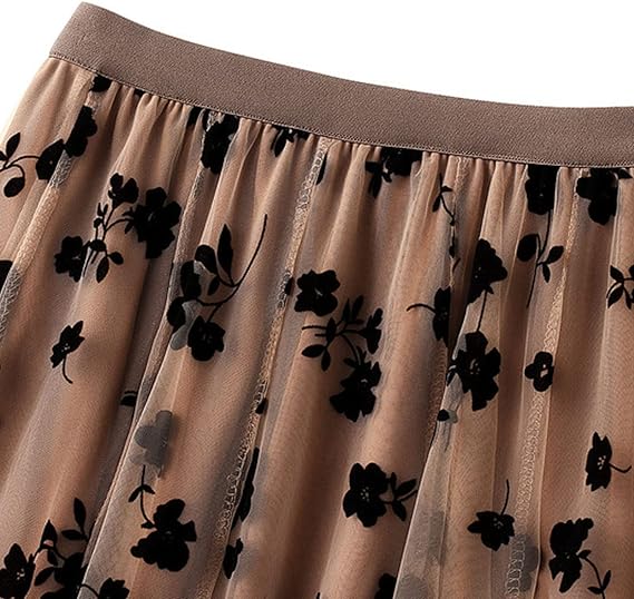 Falda de tutú con capas de malla bordada de flores - Quierox - Tienda Online