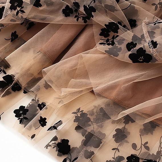 Falda de tutú con capas de malla bordada de flores - Quierox - Tienda Online