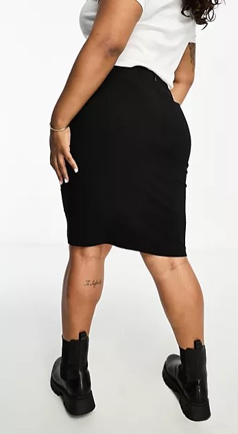 Falda negra de talle alto de bengalina de ASOS DESIGN Curve - Quierox - Tienda Online