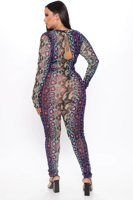 FASHION NOVA Sassy Slither Snake Jumpsuit - Purple/combo - Quierox - Tienda Online