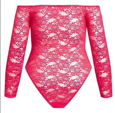 FOX & ROYAL Body de encaje transparente - frambuesa - Quierox - Tienda Online