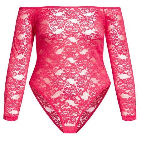 FOX & ROYAL Body de encaje transparente - frambuesa - Quierox - Tienda Online