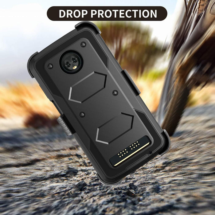 Funda resistente de golpes con clip para cinturón con soporte para Motorola Z3 Play - Quierox - Tienda Online