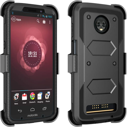Funda resistente de golpes con clip para cinturón con soporte para Motorola Z3 Play - Quierox - Tienda Online