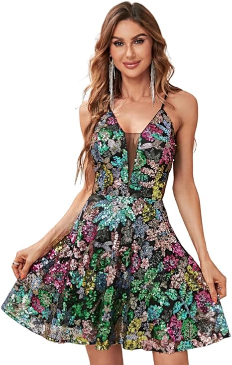 Giffniseti Mini vestido sexy de lentejuelas sin espalda - Quierox - Tienda Online