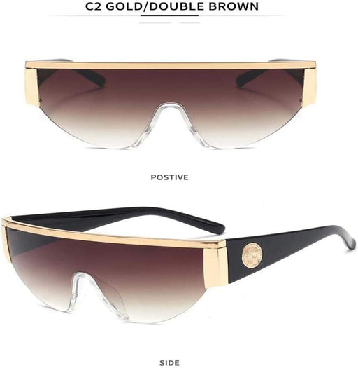 HAOMAO Hombres Mujeres Gafas de Sol de Metal de Medio Marco - Quierox - Tienda Online