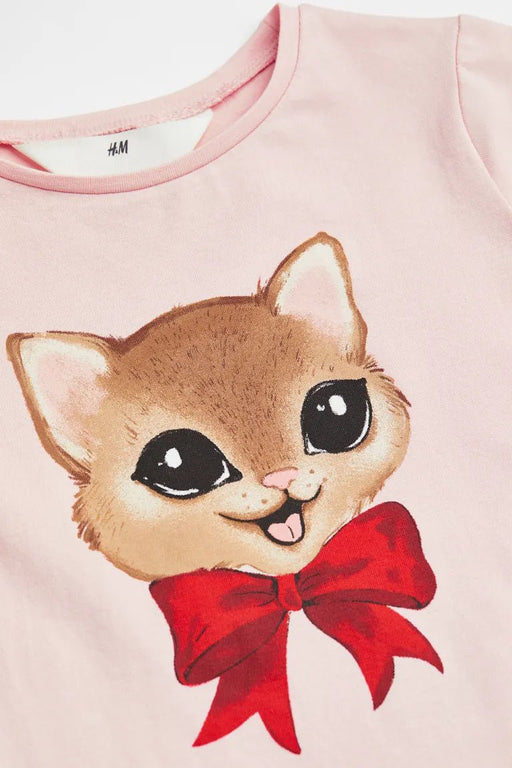 H&M Top de punto estampado Rosa claro/Gato - Quierox - Tienda Online