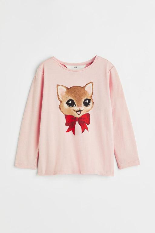 H&M Top de punto estampado Rosa claro/Gato - Quierox - Tienda Online