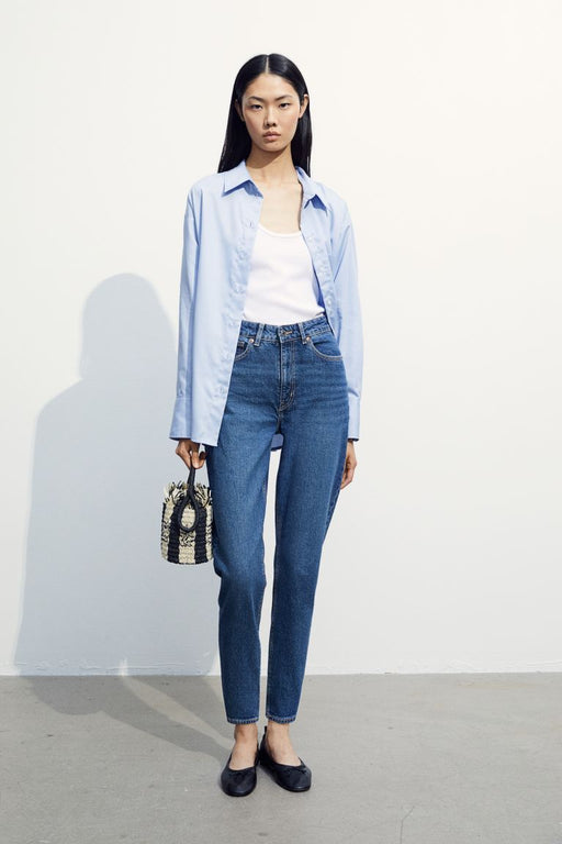 H&M Vaqueros Mom ajustados con tobillo alto Azul vaquero - Quierox - Tienda Online