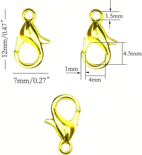 Hyamass 200 cierres de langosta curvados de 0.276 x 0.472 in, chapados en oro. - Quierox - Tienda Online