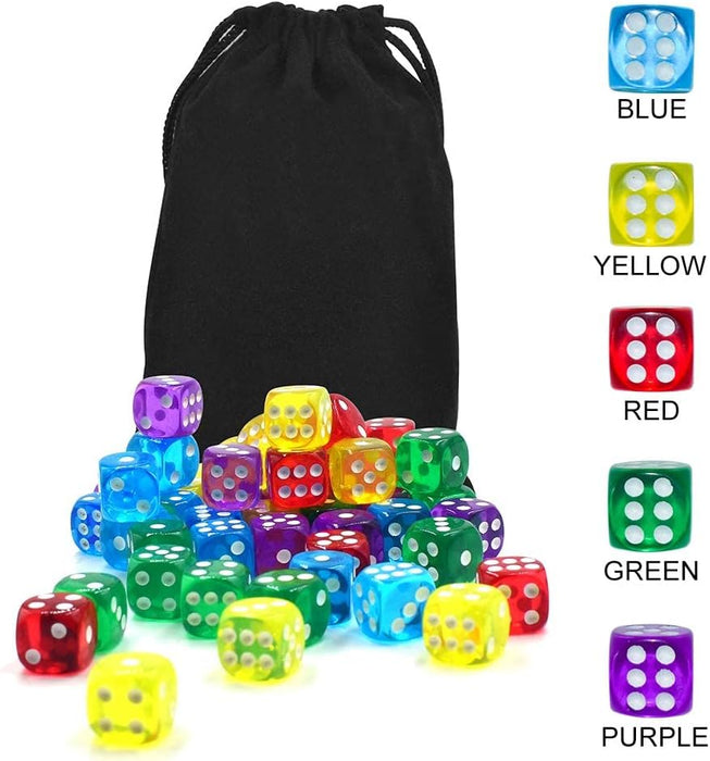 Juego de 50 dados de 0.551 in de 6 caras translúcidos - Quierox - Tienda Online