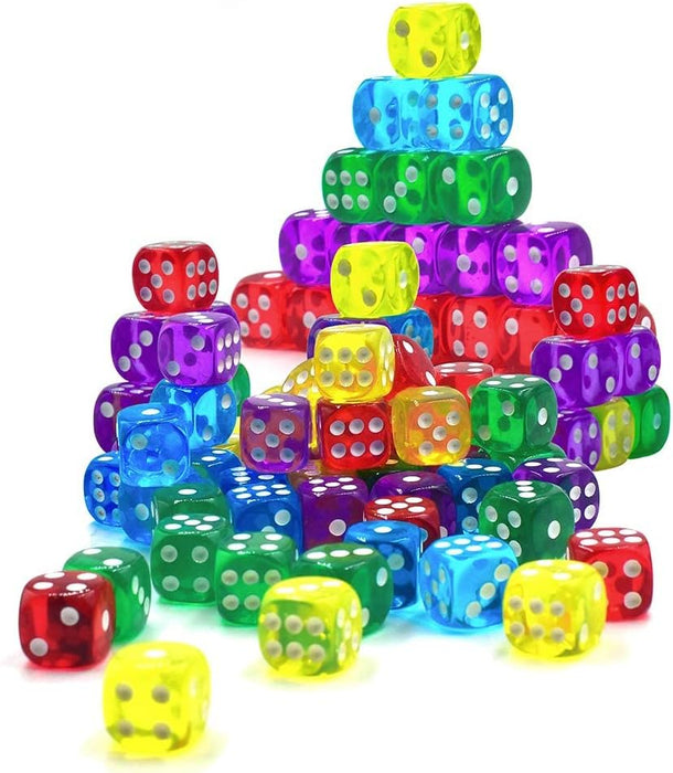 Juego de 50 dados de 0.551 in de 6 caras translúcidos - Quierox - Tienda Online