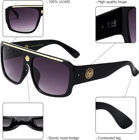 Kleo Gafas de sol de aviador retro estilo rapero - Quierox - Tienda Online