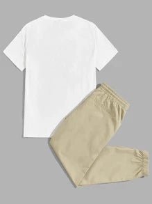 Manfinity Hombres Camiseta con estampado de pluma & Pantalones deportivos - Quierox - Tienda Online