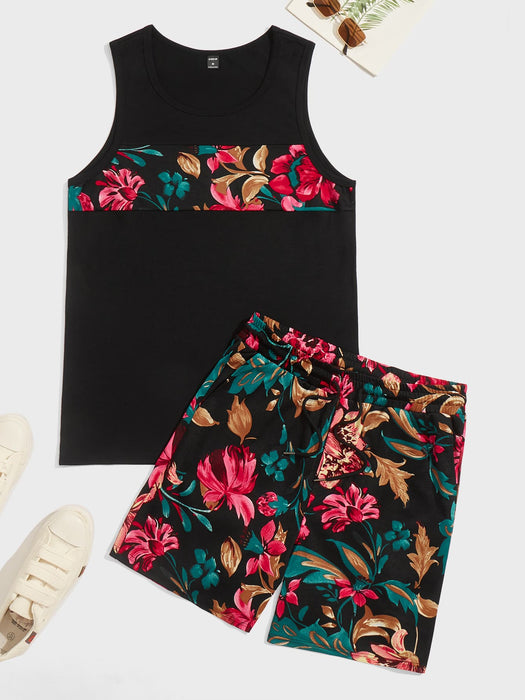 Manfinity RSRT Camiseta sin mangas con estampado floral y pantalones cortos - Quierox - Tienda Online