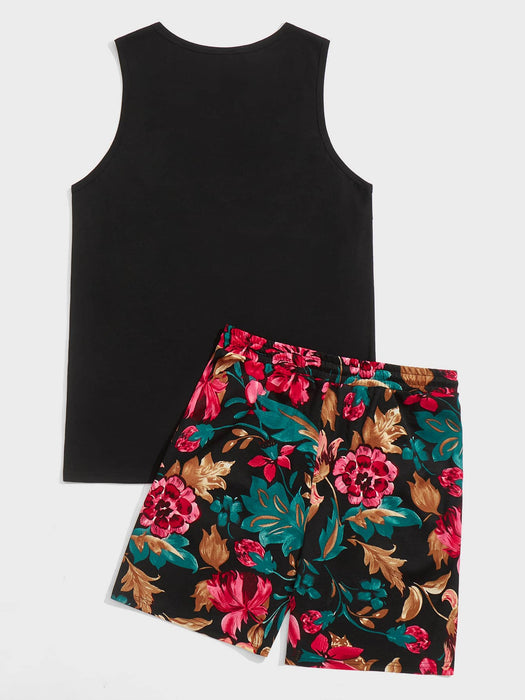 Manfinity RSRT Camiseta sin mangas con estampado floral y pantalones cortos - Quierox - Tienda Online