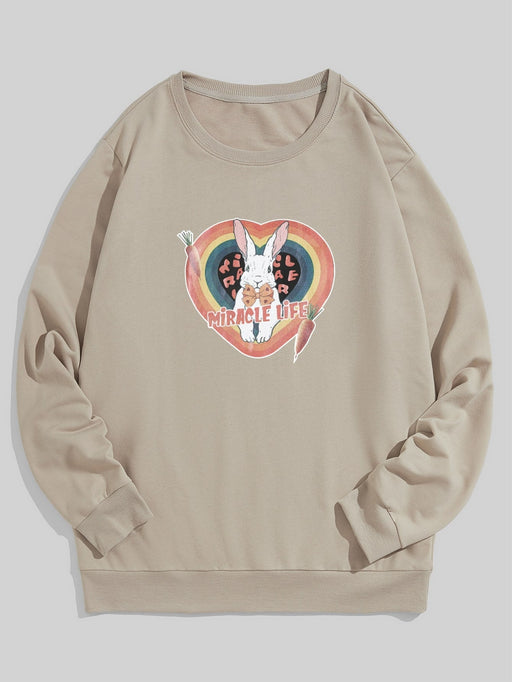 Manfinity Sudadera con estampado de letra y conejo de hombres - Quierox - Tienda Online