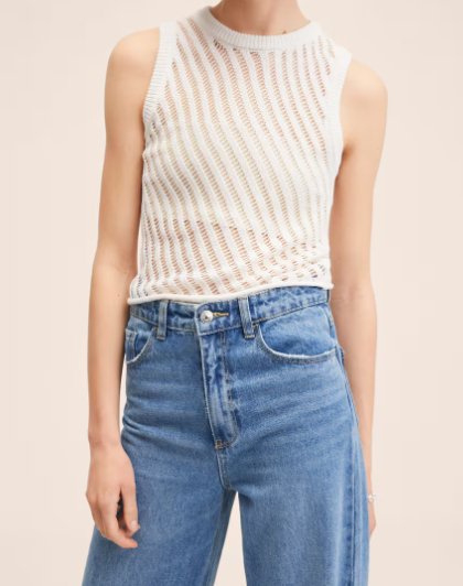 MANGO Top punto calado algodón - Quierox - Tienda Online