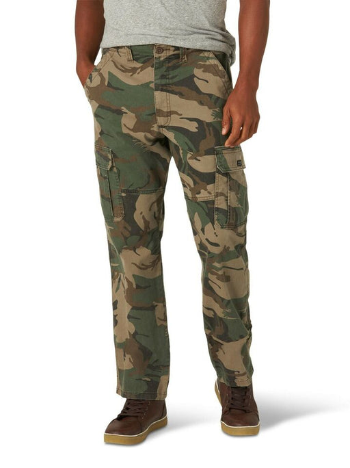 Mens Wrangler Relaxed Fit Cargo Pant with Stretch Green Brown Camo - Quierox - Tienda Online