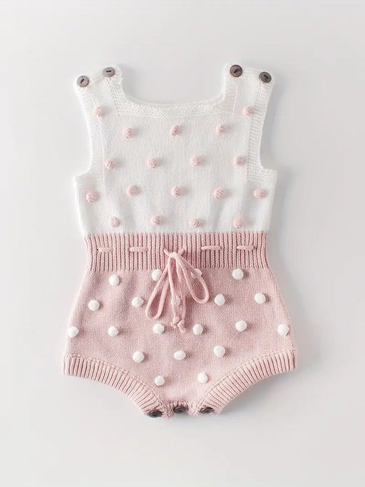 Mono Sin Mangas Crochet De Punto Con Cuello Cuadrado Con Cinturón Para Niñas - Quierox - Tienda Online