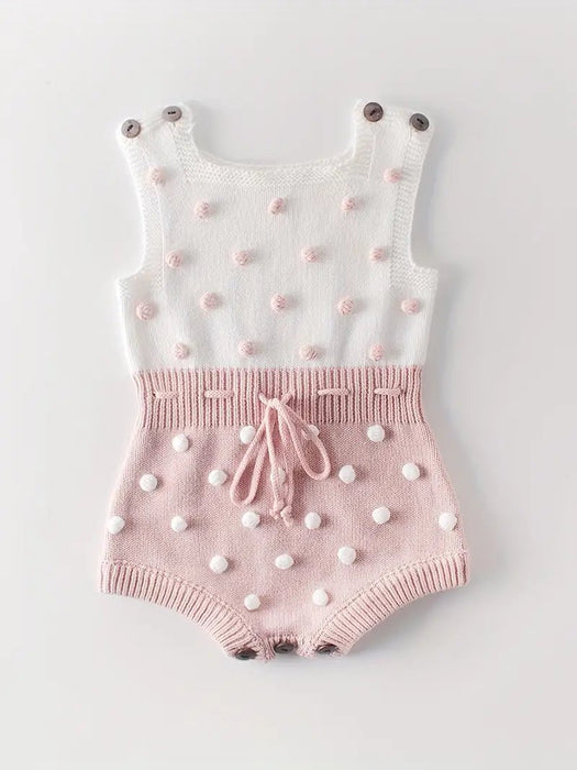 Mono Sin Mangas Crochet De Punto Con Cuello Cuadrado Con Cinturón Para Niñas - Quierox - Tienda Online