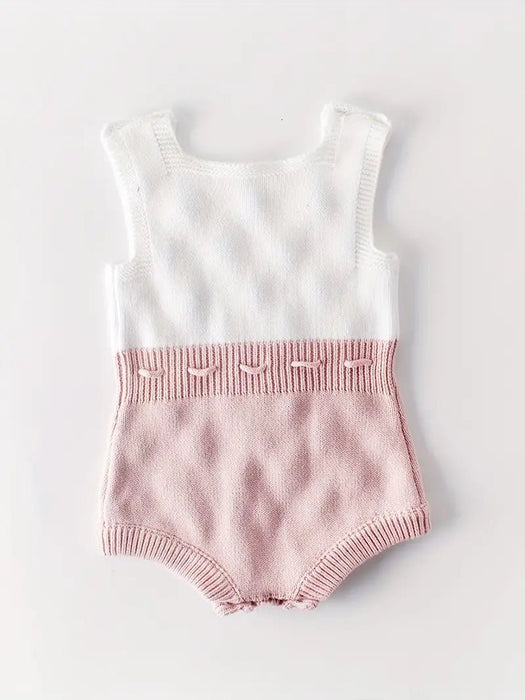 Mono Sin Mangas Crochet De Punto Con Cuello Cuadrado Con Cinturón Para Niñas - Quierox - Tienda Online