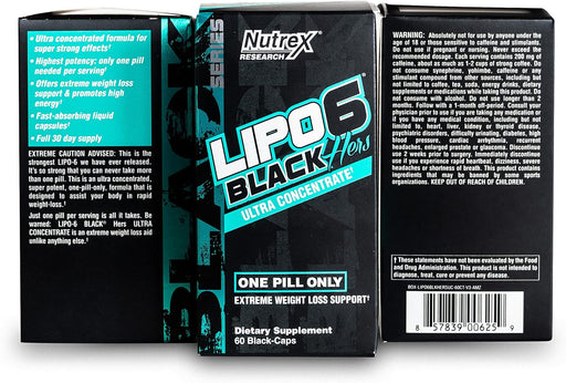 Nutrex Research Lipo-6 Black Hers Ultra Concentrate, Píldoras de pérdida de peso para mujeres - Quierox - Tienda Online