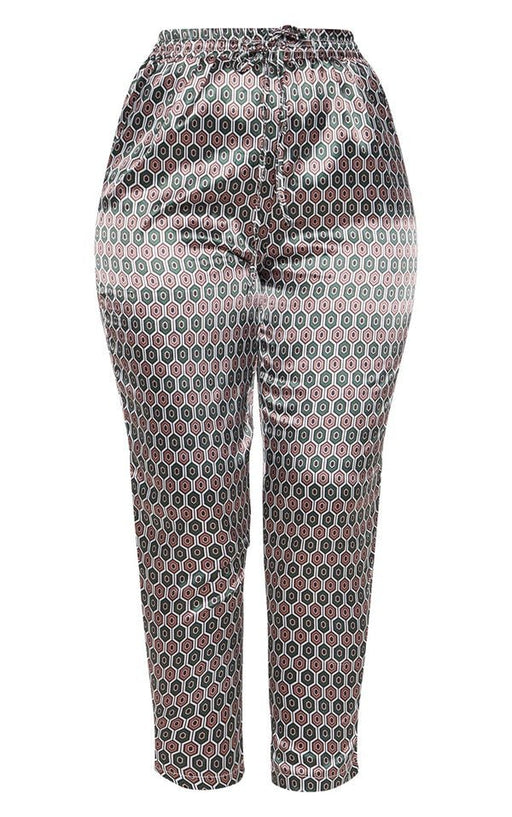 Pantalón Pitillo Con Estampado Geométrico Marrón - Quierox - Tienda Online