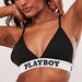 Playboy x Missguided Sujetador triangular con cinta Playboy negro - Quierox - Tienda Online