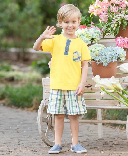 Polo amarillo de cuadros arcoíris - Quierox - Tienda Online