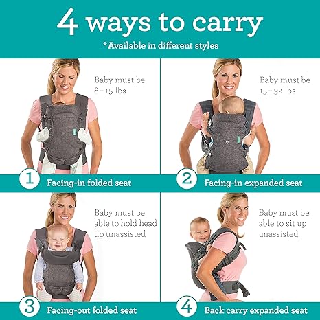 Portabebés convertible Infantino Flip Advanced 4 en 1, gris claro - Quierox - Tienda Online