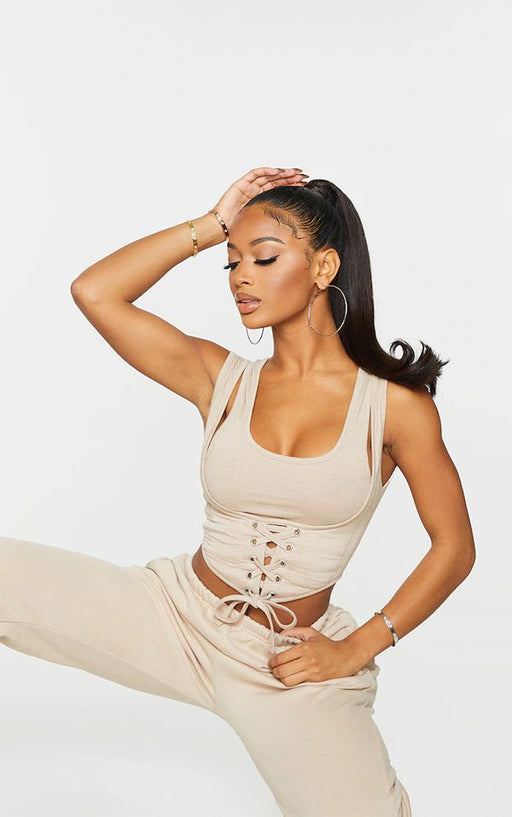 PRETTY LITTLE THING Top Corto Con Corsé Con Cordones Y Relleno De Algodón - Quierox - Tienda Online