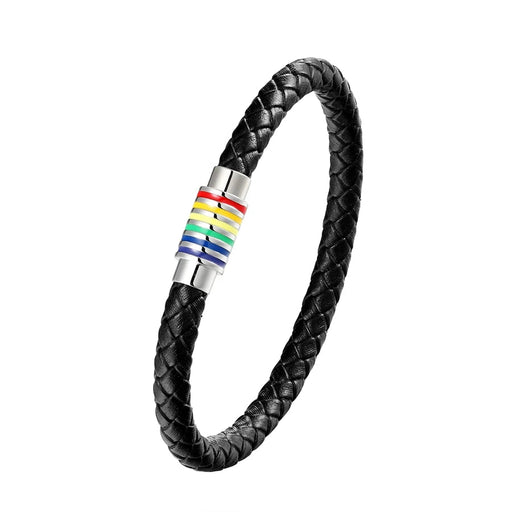 Pulsera de cuero genuino de 6MM Hebilla magnética de acero inoxidable colores - Quierox - Tienda Online