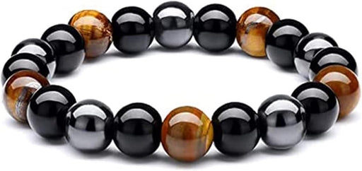 Pulsera de piedra negra y café de 10 mm - Quierox - Tienda Online