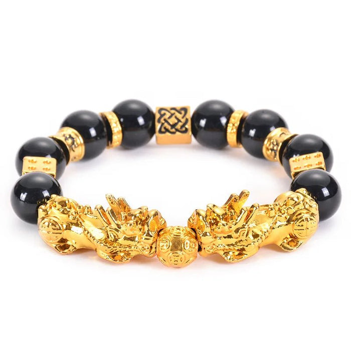 Pulsera Feng Shui con cuentas de piedra de obsidiana negra - Quierox - Tienda Online