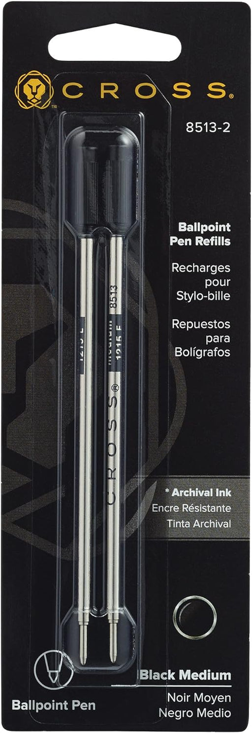 Recambios Cross para bolígrafos, medianos, tinta negra, paquete de 2 modelo: 8513-2 - Quierox - Tienda Online