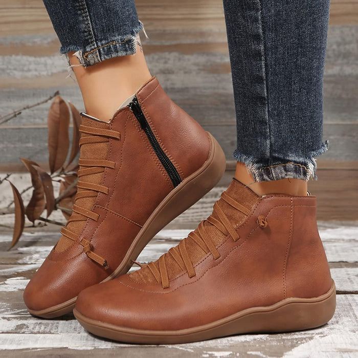 Retro Color sólido Cremallera lateral plana Casual Botas cortas - Quierox - Tienda Online