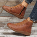 Retro Color sólido Cremallera lateral plana Casual Botas cortas - Quierox - Tienda Online