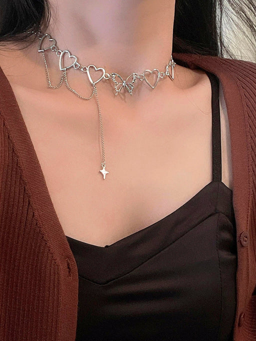 ROMWE Collar con decoración de corazón y mariposa - Quierox - Tienda Online