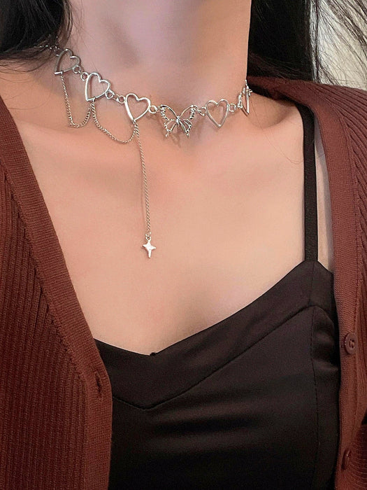 ROMWE Collar con decoración de corazón y mariposa - Quierox - Tienda Online