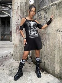 ROMWE PUNK Vestido Corto de Mujer