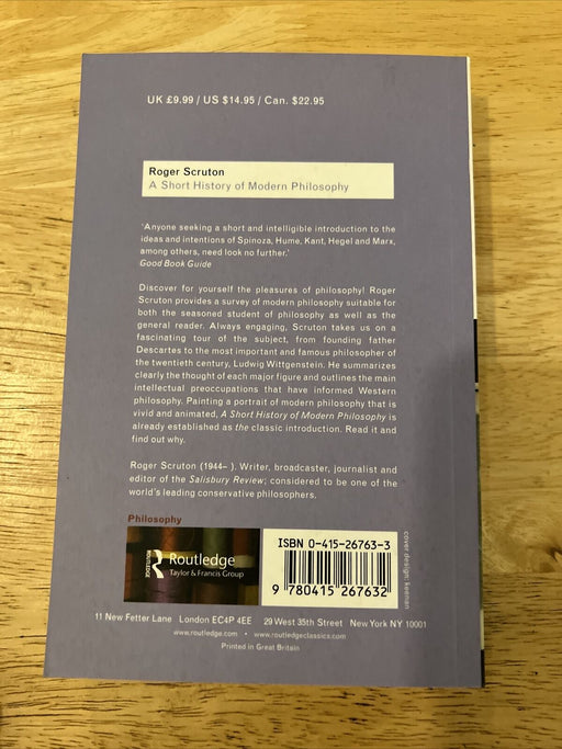 Routledge Classics Ser.: Una breve historia de la filosofía moderna: de Descartes a Wittgenstein por Roger Scruton (2001, formato UK-B en rústica) - Quierox - Tienda Online