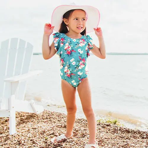 RuffleButts Fancy Me Traje de baño de una pieza con manga de mariposa floral - Quierox - Tienda Online