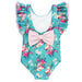 RuffleButts Fancy Me Traje de baño de una pieza con manga de mariposa floral - Quierox - Tienda Online