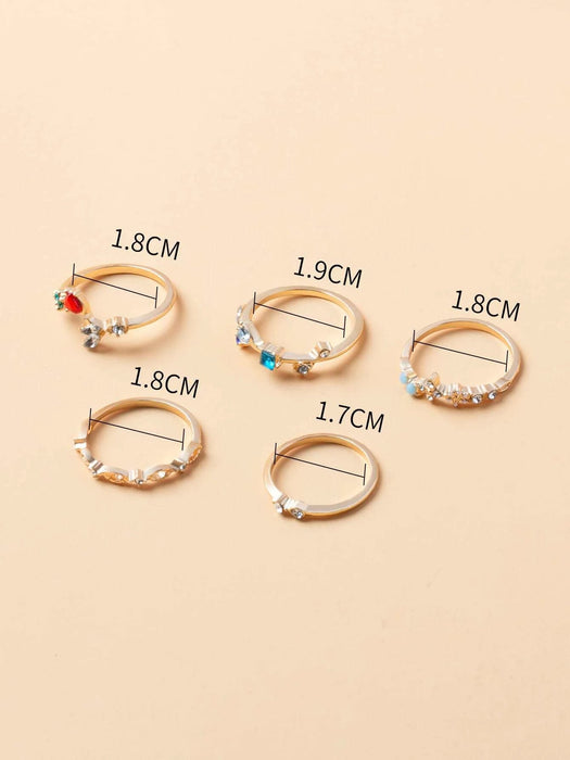 SHEIN 5 piezas Anillo con corazón & con diseño de flor - Quierox - Tienda Online