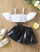 SHEIN Bebé de hombros descubiertos Top & PU Falda - Quierox - Tienda Online